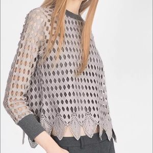Zara sweater pull over top grey NWOT