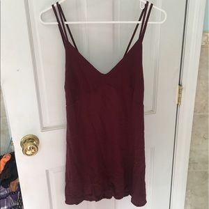 maroon backless dress