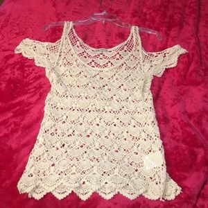 Cream Lace Over Lay Off The Shoulder Top