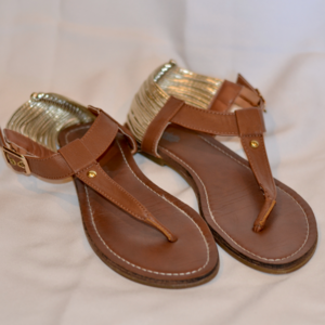 Charlotte Russe tan and gold sandals