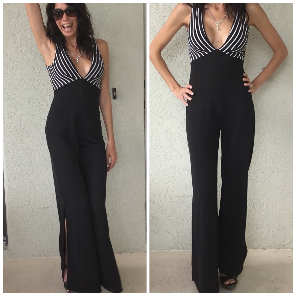 🏖 Was $39 Black & White Jumpsuit - Picture 2 of 6