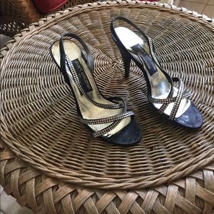 Sparkly evening sandal heels.