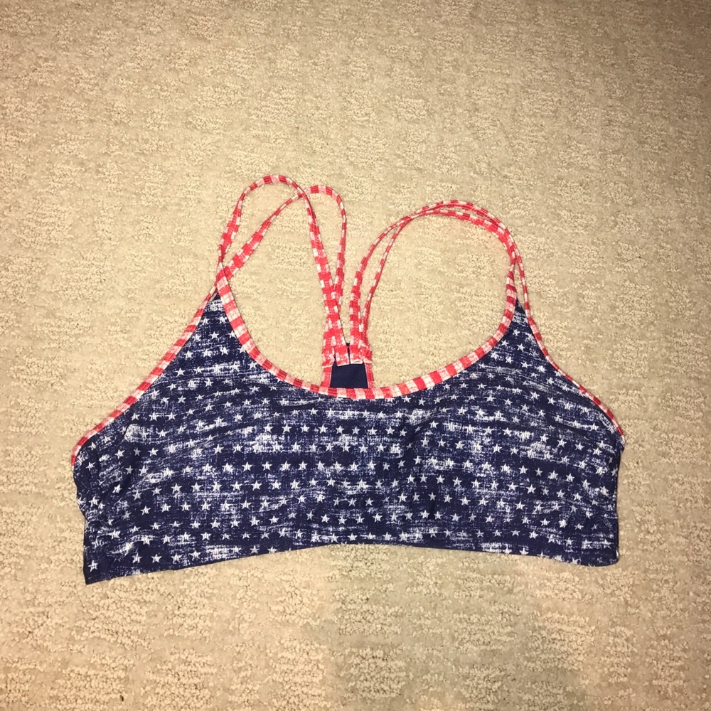 American flag patterned swim suit top