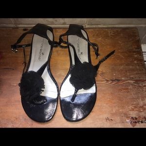 black sandals with flowers