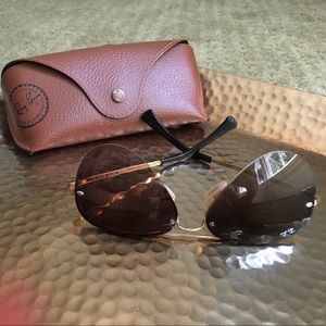 Ray Ban Aviator 3449 rimless brown gradient lens