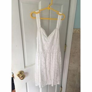 lacey white mini dress