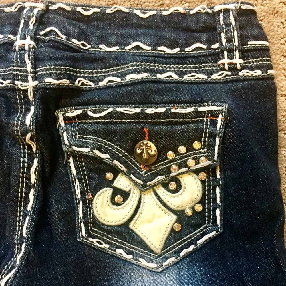 Miss Chic Fleur De Lis Bootcut Jeans Size 1