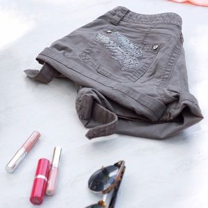 MISS ME - Khaki Jean Shorts