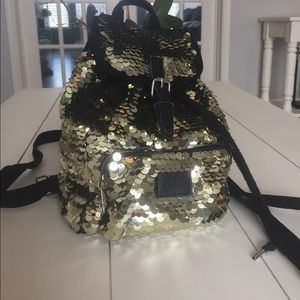 Gold sequin VS PINK mini backpack