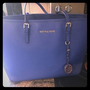 Michael Kors Blue Jet Set Travel Medium Tote