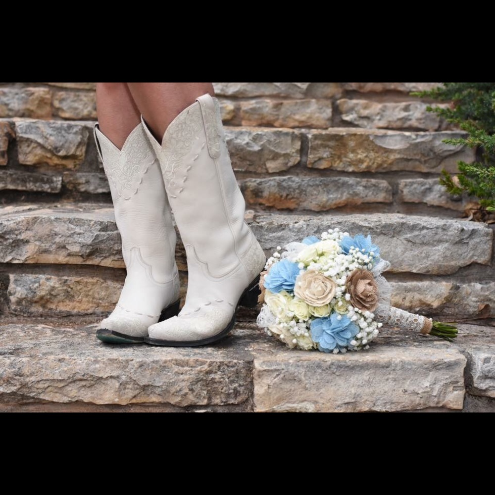 Lane white and lace boots