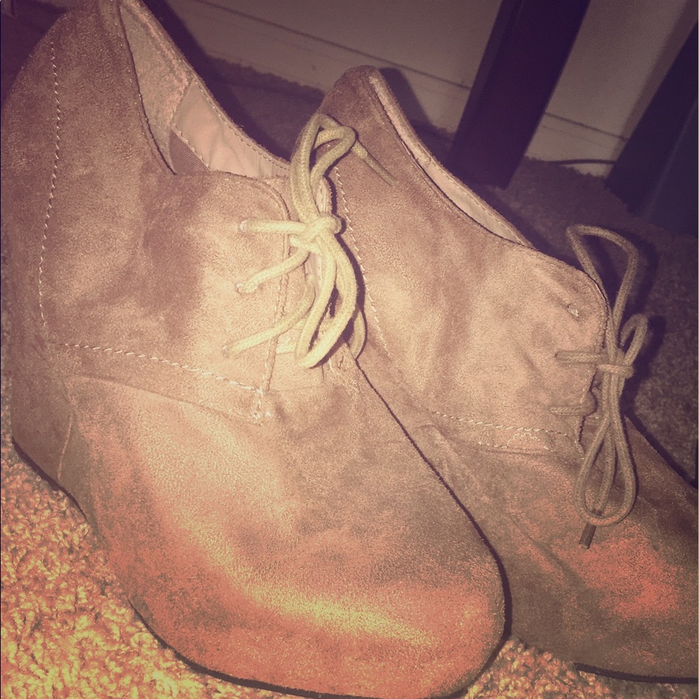Beige Suede Wedges