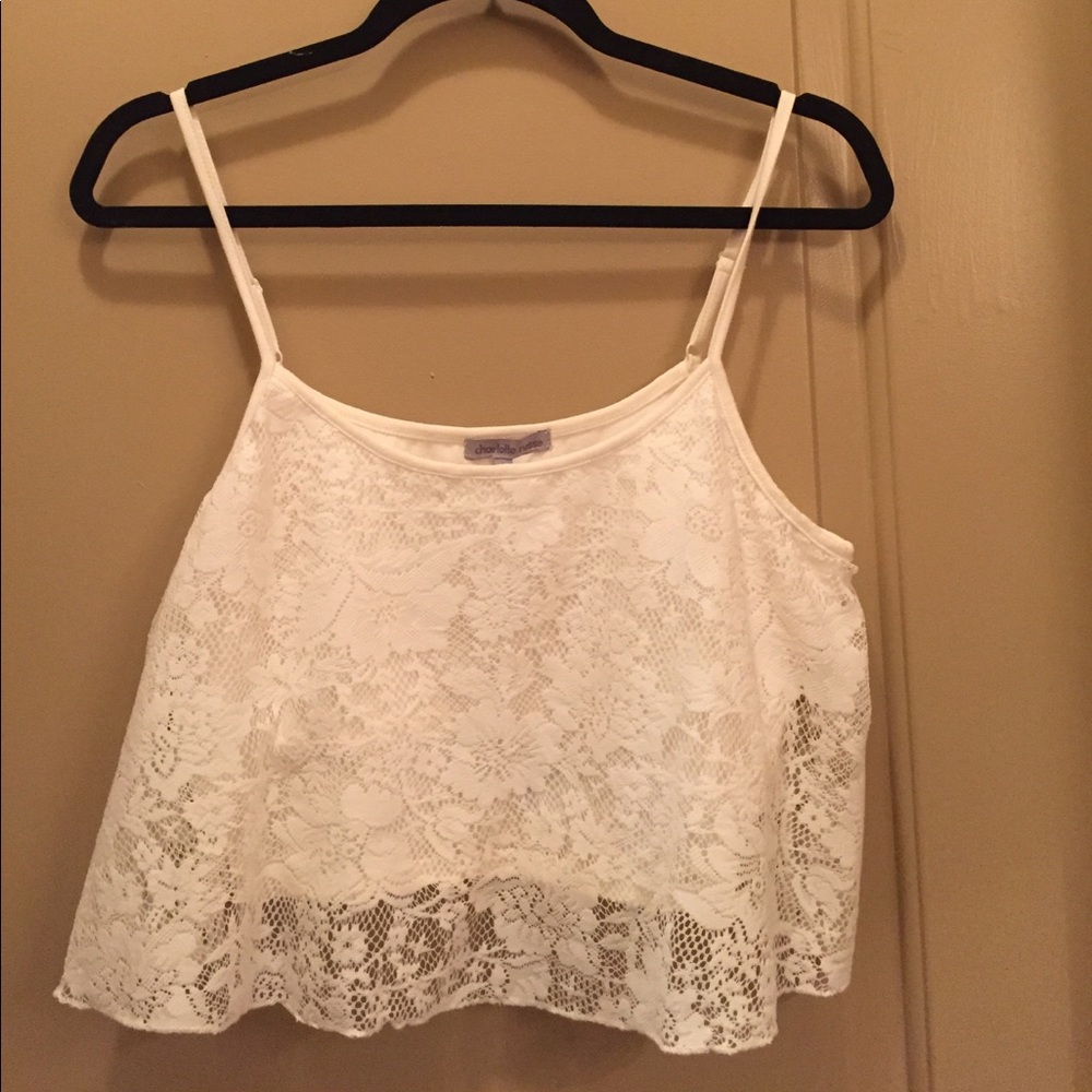 White lace crop top