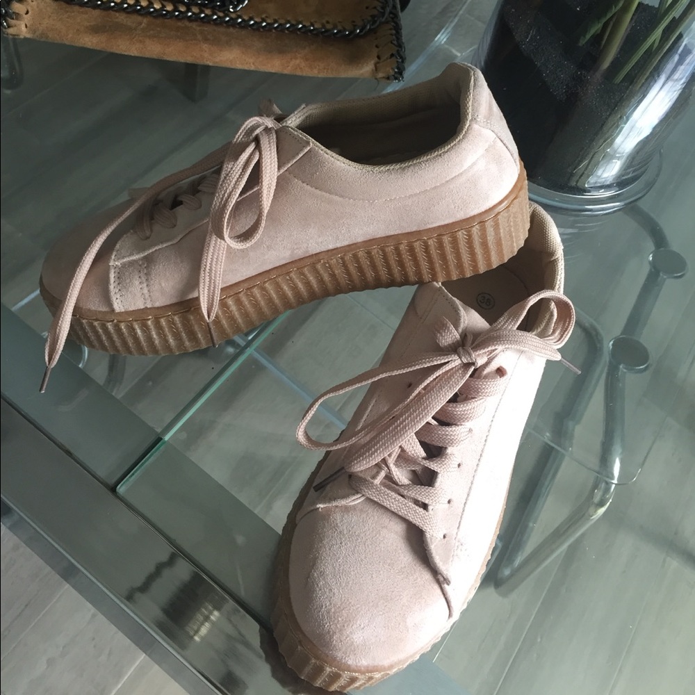 Mauve colored sneakers