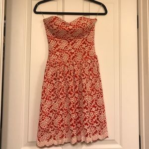 Strapless Floral Lace Dress