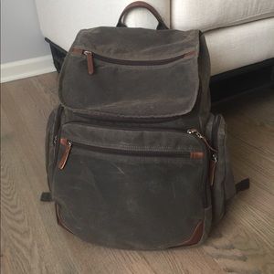 Olive green canvas backpack