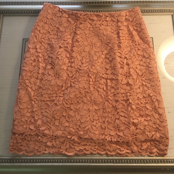 Peach Lace Pencil Skirt - Picture 2 of 4