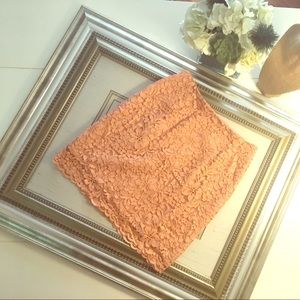 Peach Lace Pencil Skirt