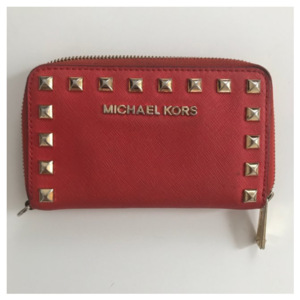 gold studded michael kors wallet