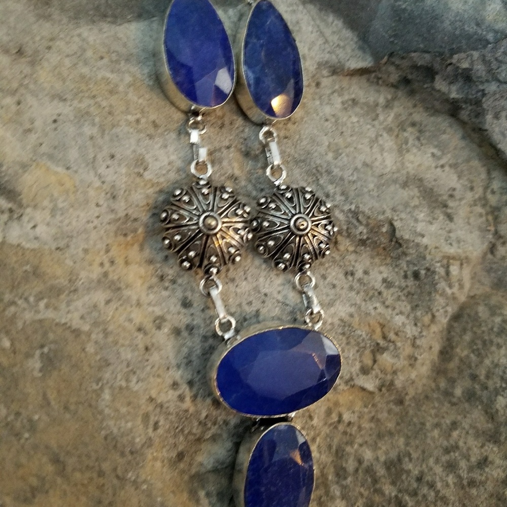 Blue stone & Sterling necklace