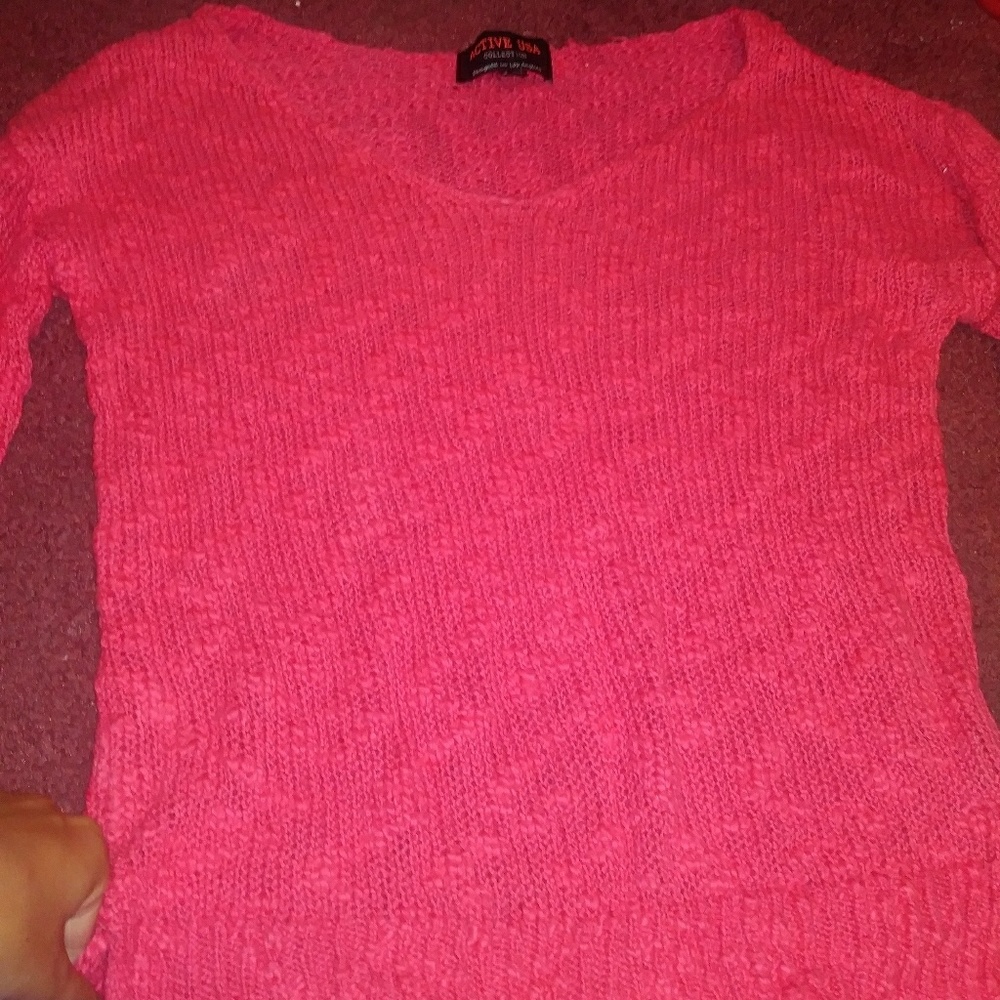 Active USA: Thin See through Peach Sweater