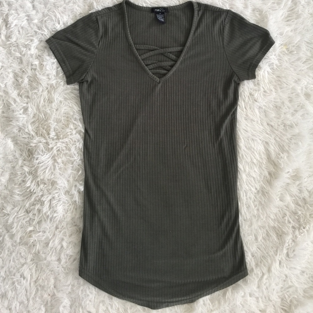 Rue 21 army green shirt