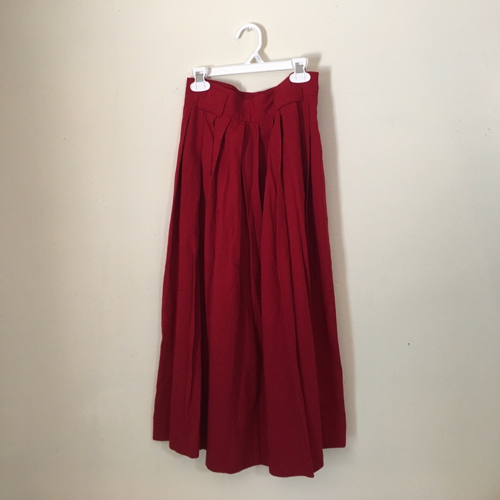 Long High-waisted Red Skirt
