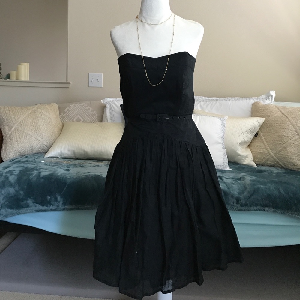 Strapless cotton black dress