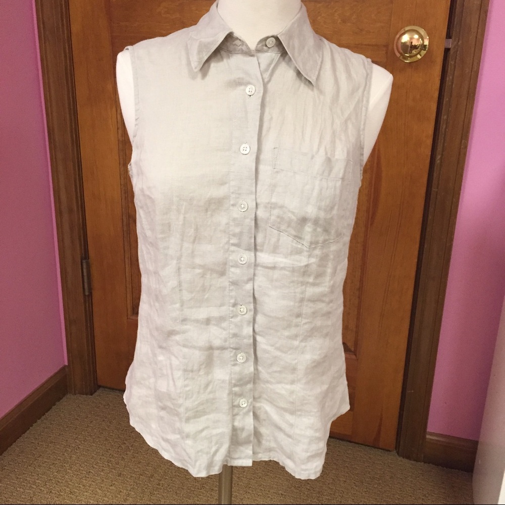 Sz 2 Ann Taylor Linen Cream Top