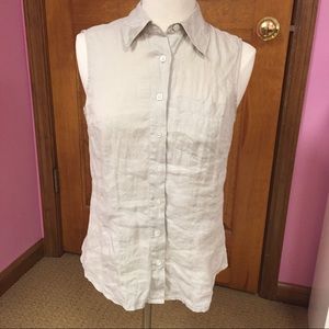 Sz 2 Ann Taylor Linen Cream Top