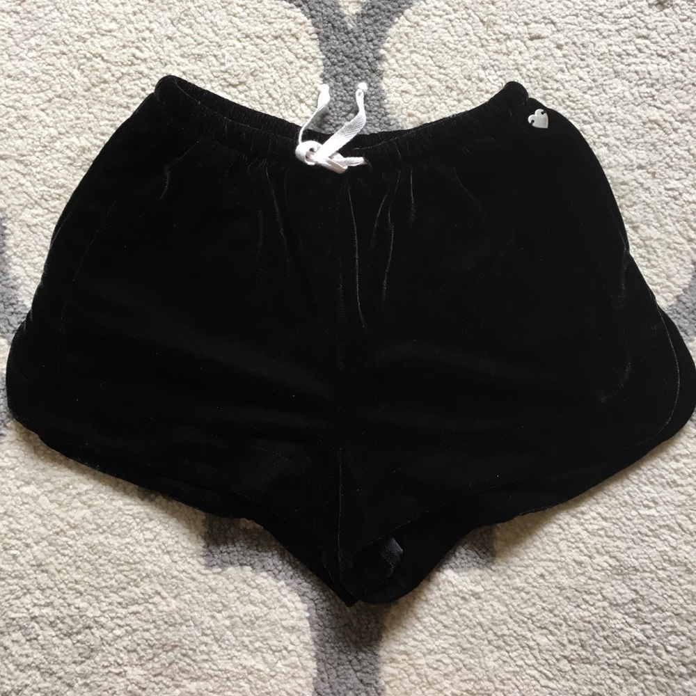 Kendall and Kylie black velvet like shorts small