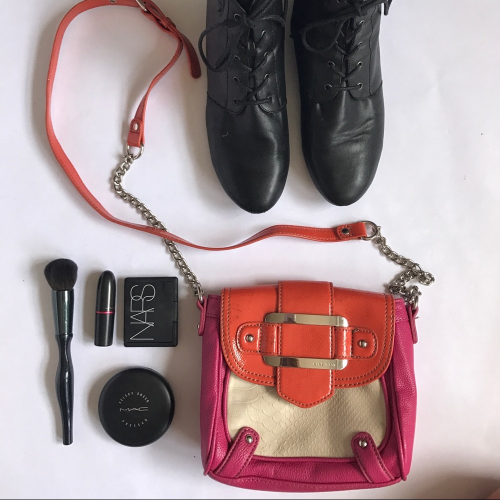 Nine West pink and orange cross body bag