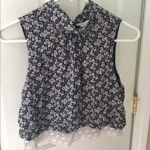 blue flowery crop top