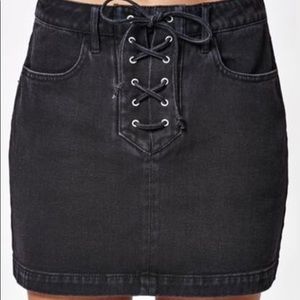 Kendall and Kylie PacSun Lace-up Black Denim Skirt