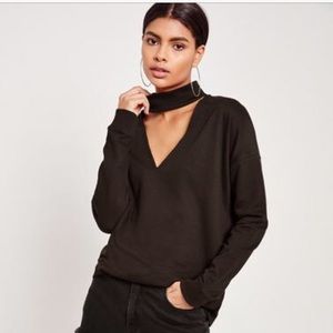 Misguided black choker neck sweatshirt- size 0