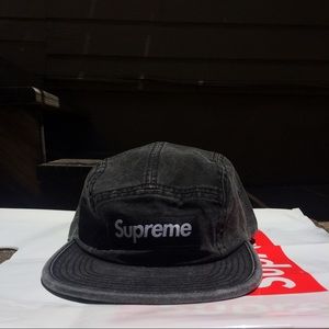 supreme black washed canvas camp hat