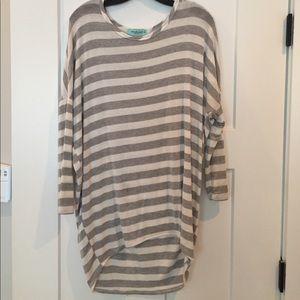 Slouchy grey and white stripe sweater