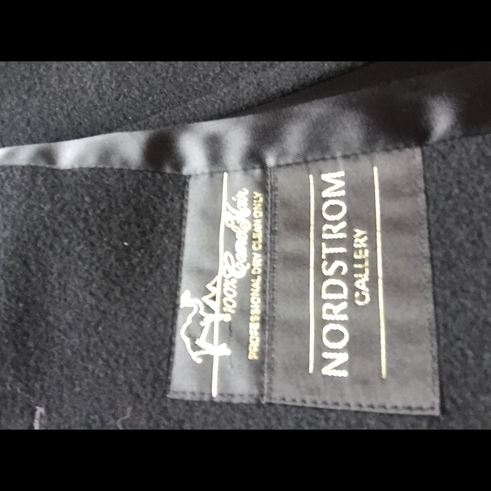 Full length black camel hair coat
