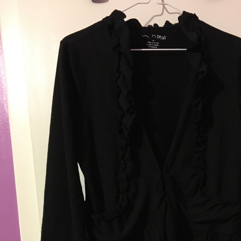 Black ruffled sweater