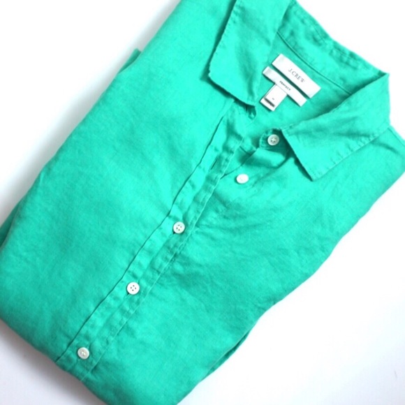 J. Crew Mint Green Linen Button Down - Picture 3 of 5