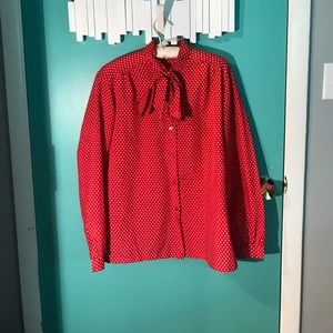 Vintage Polka Dot Pussybow Blouse