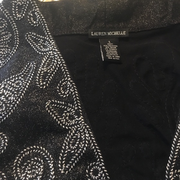 Lauren Michelle Silver and Black Dress Top - Picture 3 of 4