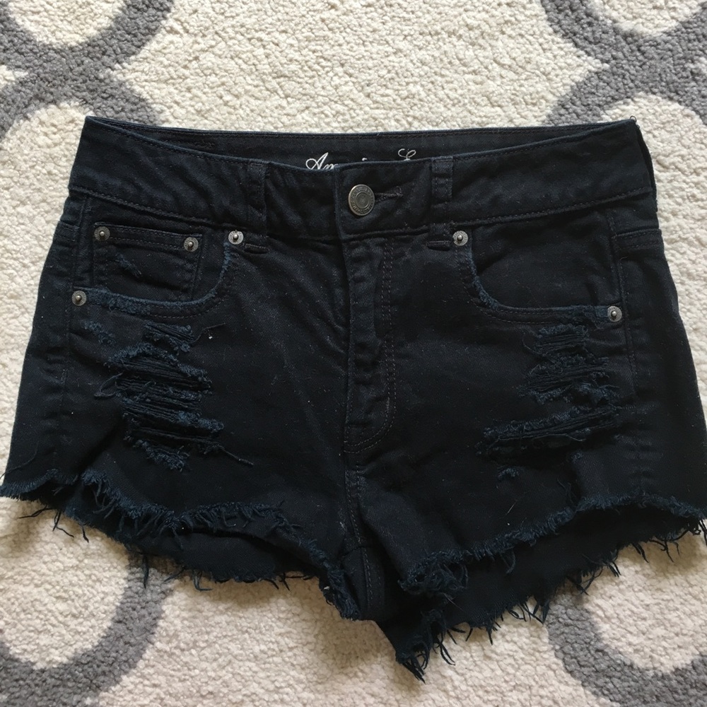 American eagle high rise shorts black stretch 2