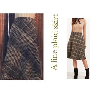LOFT A-line skirt vintage plaid skirt