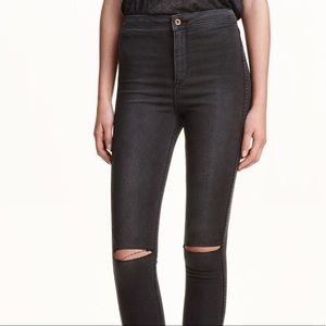 h&m grey high waisted ripped jeans.
