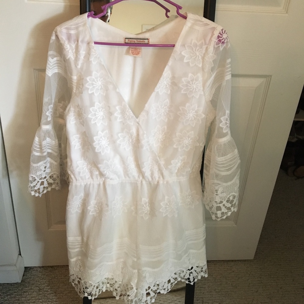 NWOT White lace romper