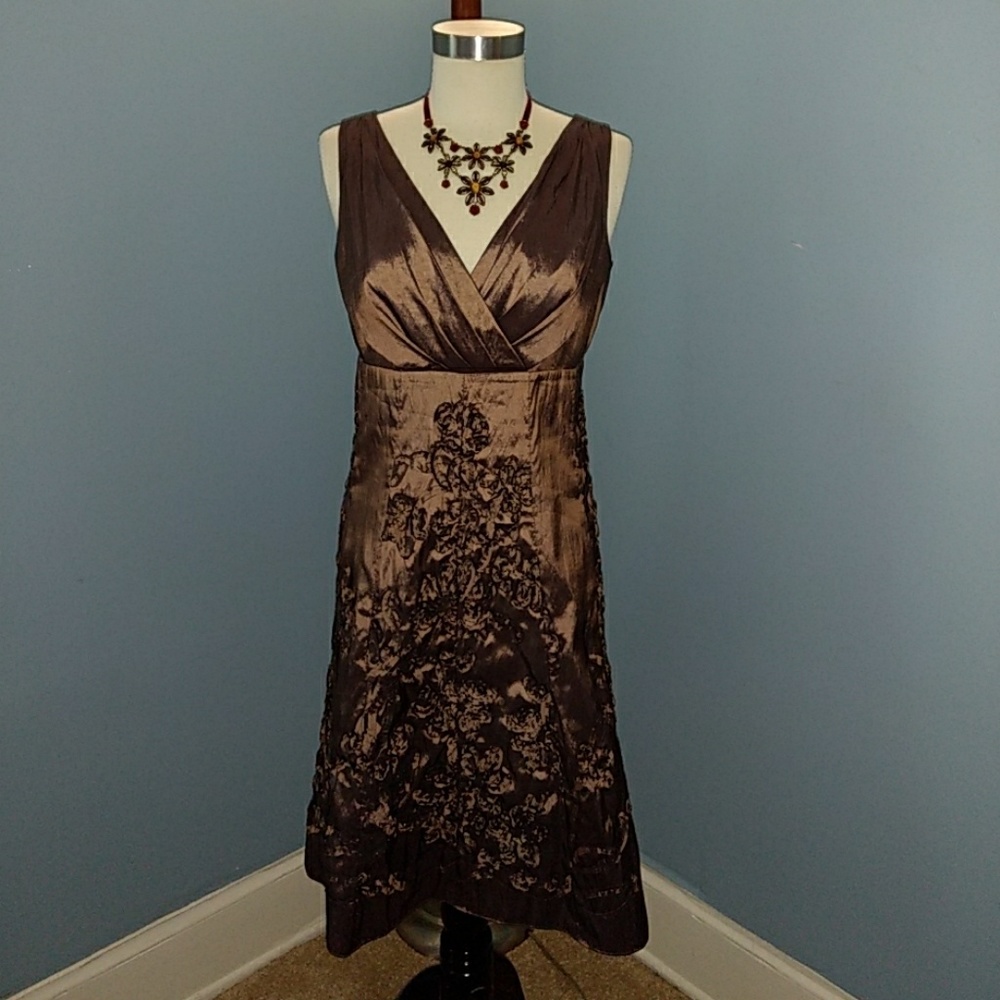 *Evan Picone* Size 10 Brown Silky Taffeta Dress