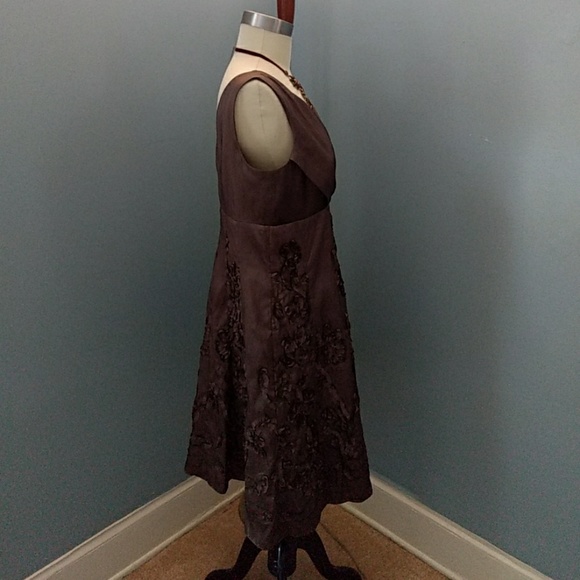 *Evan Picone* Size 10 Brown Silky Taffeta Dress - Picture 3 of 8