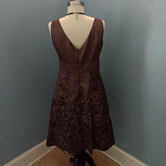 *Evan Picone* Size 10 Brown Silky Taffeta Dress - Picture 4 of 8