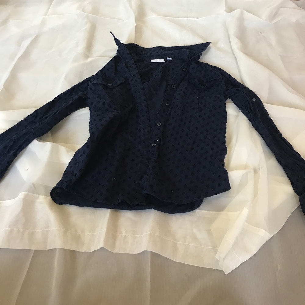 dark blue button up shirt